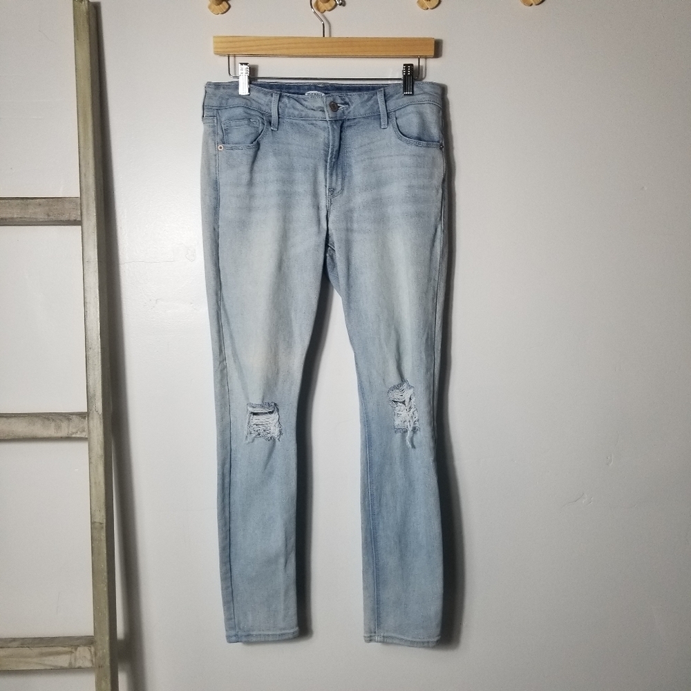 OLD NAVY WOMEN'S LIGHT WASH SUPER SKINNY ROCKSTAR DISTRESS JEANS SIZE 8